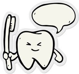 vector set of cute cartoon tooth with speech bubble on paper background .Vector illustration