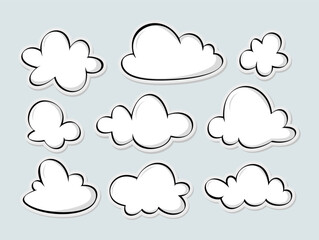 Set of Hand Drawing Clouds,Vector illustration