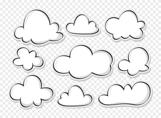 Set of Hand Drawing Clouds,Vector illustration