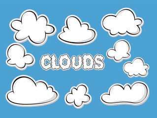 Set of Hand Drawing Clouds,Vector illustration