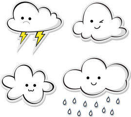 Cute Smiling Cloud with Colorful Rain Drops