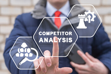Competitor analysis concept. Competitors and market analysis, consumers. Competitive Analysis Service. Business Strategy Planning, Development, Financial, Statistics Data Analyzing, Digital Technology