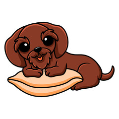 Cute pudelpointer dog cartoon on the pillow