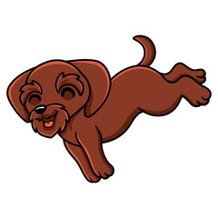 Cute pudelpointer dog cartoon jumping