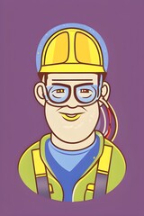 This illustration depicts electricist doing electrical work. The illustration has a vibrant, primary color scheme that projects professionalism and modernity.
