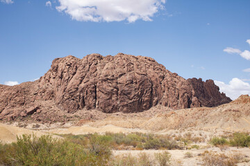 Fototapeta premium Desert Mountain and Blue Sky, landscape
