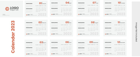 Desk Calendar 2023  desktop planner clean style minimal print ready week start Sunday Template design