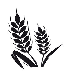 Woodcut wheat icon. Plants, floristry and botany. Logo and silhouette, creativity and art. Sticker for social networks and messengers. Natural and organic products. Cartoon flat vector illustration