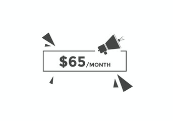 65 dollar price tag. 65$ dollar USD price symbol. price 65 Dollar sale banner in USD. Business or shopping promotion marketing concept
