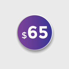 Obraz premium 65 dollar price tag. Price $65 USD dollar only Sticker sale promotion Design. shop now button for Business or shopping promotion 