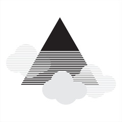 Cloud and mountain symbols as design elements or graphic sources