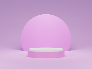 3d render cylinder podium abstract minimal pastel background stage design.