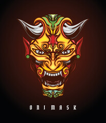 Illustration of Mask Mask Oni with a scary horns