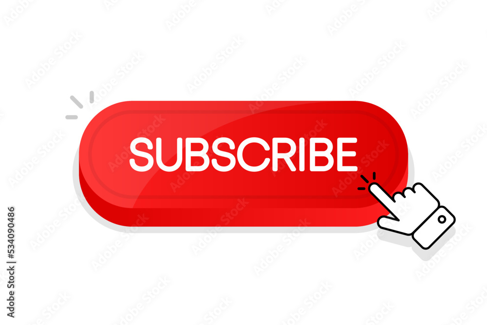 Poster subscribe 3d button. mouse touched button. vector illustration.