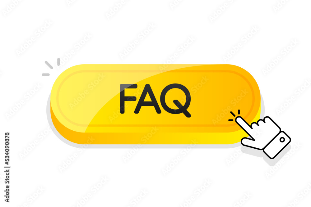 Poster faq 3d button. mouse touched button. vector illustration.