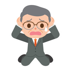 困り果てているスーツ姿の男性