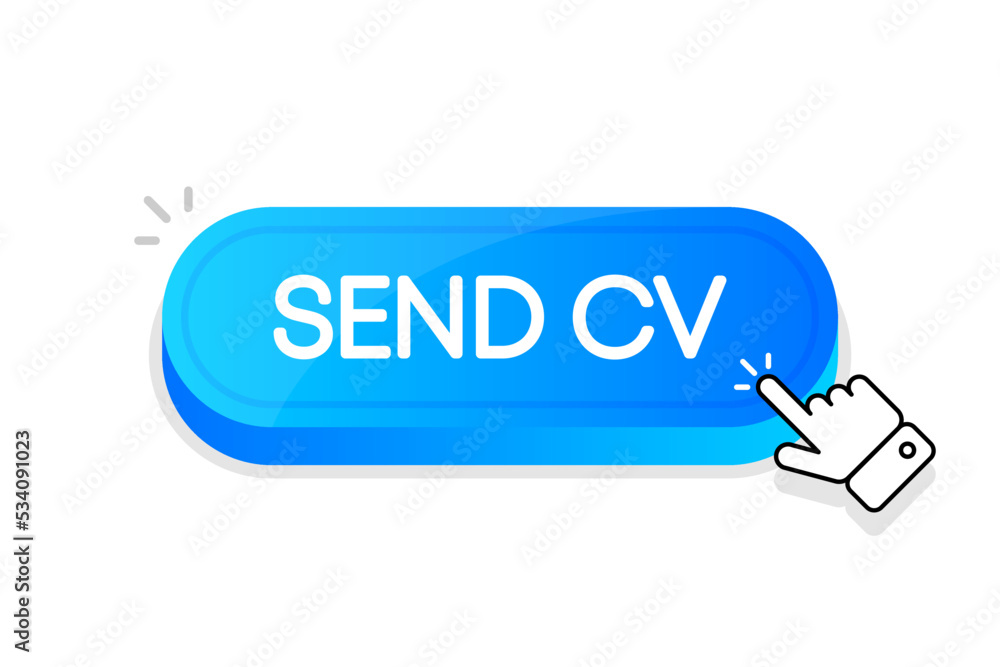 Aufkleber send cv 3d button. mouse touched button. vector illustration.