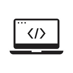 Coding icon design. laptop coding computer icon. Programming development vector. Program coding icon set isolated on white background