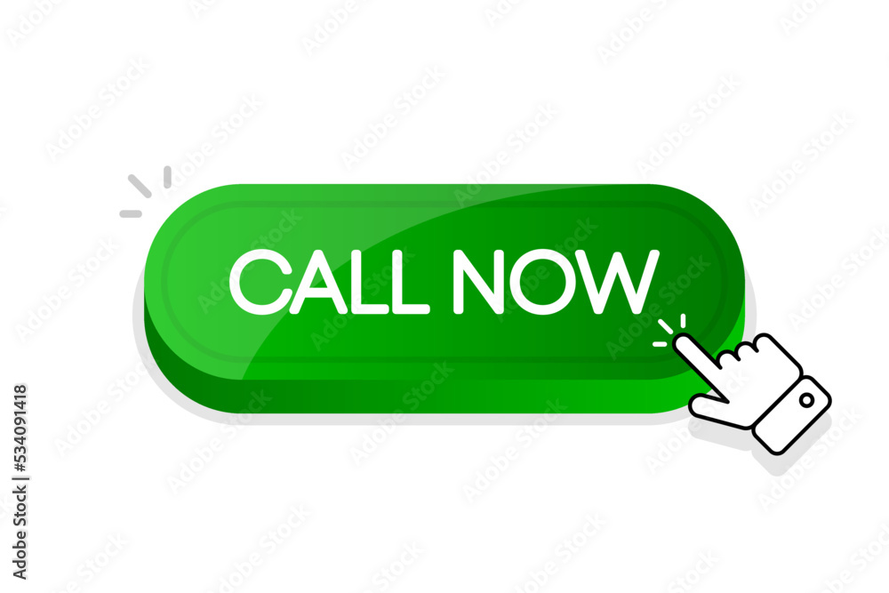 Poster call now 3d button. mouse touched button. vector illustration.