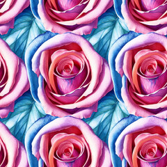 Roses flower seamless pattern. Modern design. Alcohol ink. Watercolor illustration.