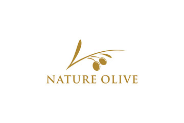 Olive oil logo food herb nature, leaf green nature fruit organic plant icon symbol.