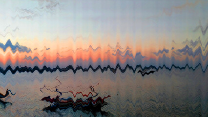 Abstract blurred background with a wave filter, inside it looks like a scene when the sun goes down.