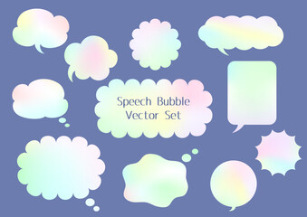 淡い虹色のグラデーション吹き出しセット