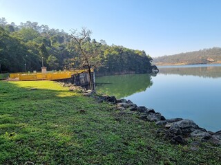 Fototapeta premium wooden bridge over lake