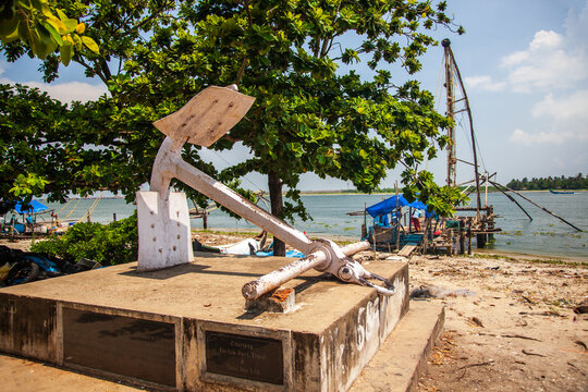Iconic anchor monuments at Fort Kochi in Kerala, India. 