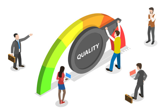 3D Isometric Flat  Conceptual Illustration of Quality Management.