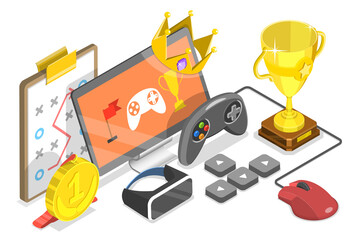 3D Isometric Flat  Conceptual Illustration of eSport Competition © TarikVision