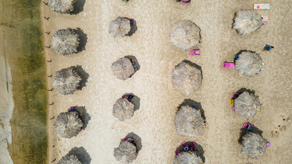View Of Parasols On Beach Against Sky