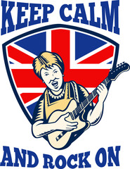 Fototapeta Keep Calm Rock On British Flag Queen Granny Guitar obraz