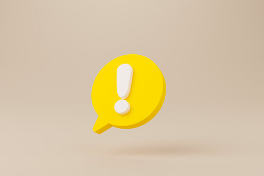 Yellow notification icon symbol. 3d rendering illustration