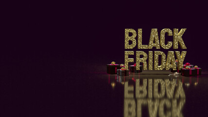 Fototapeta The gold Black Friday and gift box on black background 3d rendering obraz
