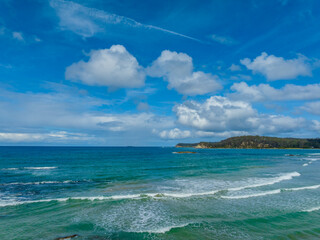 Fototapeta Clouds and the sea on a beautiful spring day at the coast obraz