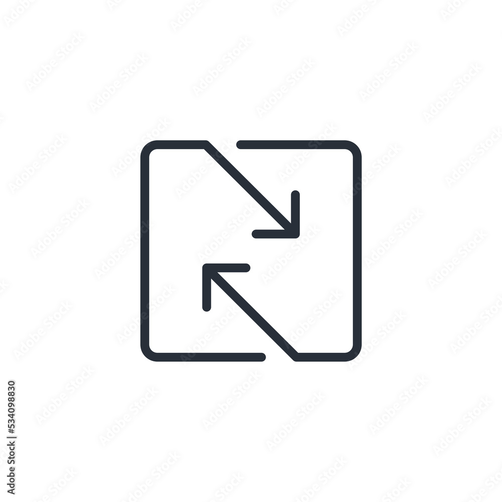 Poster double arrow. square button exchange, replacement. vector linear icon isolated on white background.