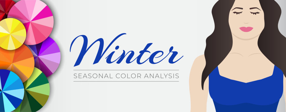 Seasonal Color Analysis Winter Banner Illustration with Color Wheels