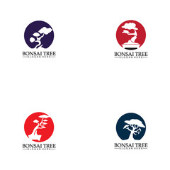 Bonsai logo design silhouette icon vector