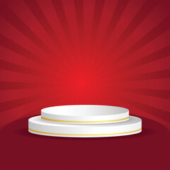sunbrust red colour Background, with Double Podium, Perfect for banners, posters, anything related to promotions social media, vector template. eps vector file