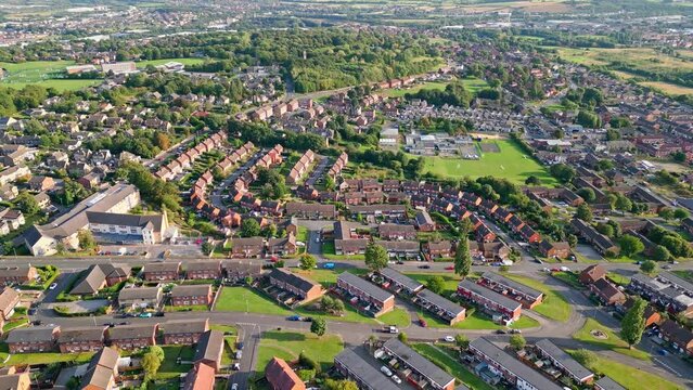 Dewsbury Moore in the United Kingdom is a typical urban council owned housing estate in the UK video footage obtained by drone.
