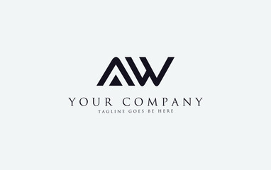 Simple letter 2d logo design vector monogram AW