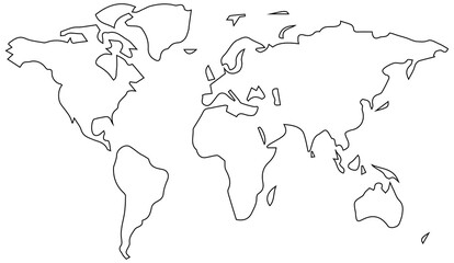 Simple world map line art PNG image