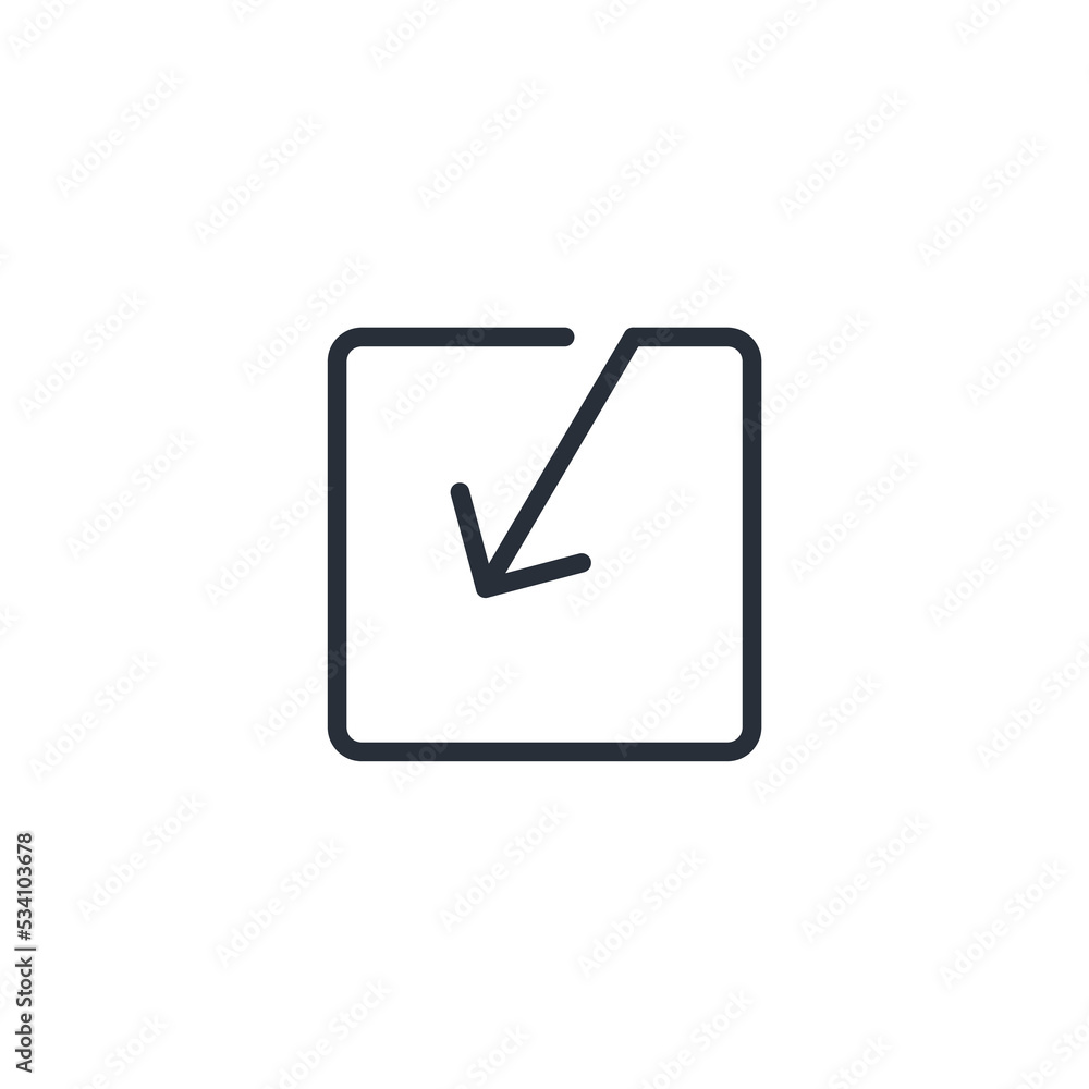 Poster square button back. vector linear icon isolated on white background.