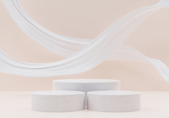 Cosmetic background for product presentation, for fashion magazine illustration. 3d render illustration