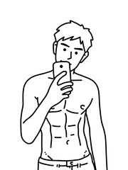 black and white of cute man cartoon for coloring