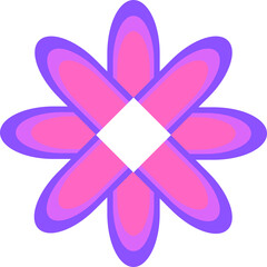 Flower with colorful pink purple style, element for decoration, PNG format file