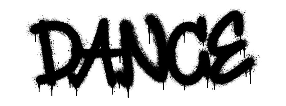 Spray Painted Graffiti Dance Word Sprayed isolated with a white background. graffiti font Dance with over spray in black over white. Vector illustration.