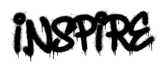 Spray Painted Graffiti Inspire Word Sprayed isolated with a white background. graffiti font Inspire with over spray in black over white. Vector illustration. © Doa Bunda