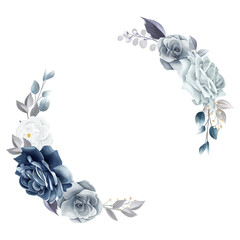 beautiful navy and gray floral wreath